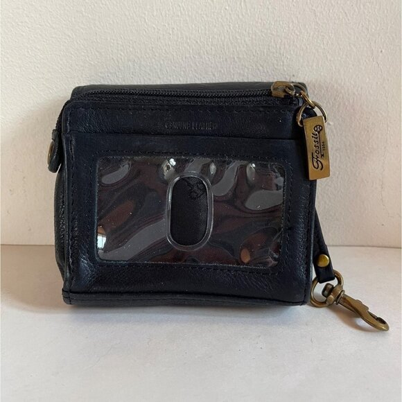 Fossil Keyper Black Leather Tri-fold Wallet ID Key Fob Clutch - Picture 6 of 10